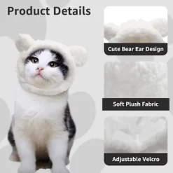 Justerbar söt katthatt björnhatt för katter små hundar kattunge valp husdjur huvudbonad Halloween jul födelsedagsfest kostymtillbehör (brun)><noscript><img width=