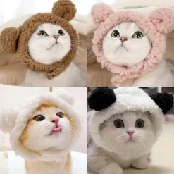 Justerbar söt katthatt björnhatt för katter små hundar kattunge valp husdjur huvudbonad Halloween jul födelsedagsfest kostymtillbehör (brun)><noscript><img width=