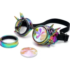 Kalejdoskop Steampunk glasögon Regnbåge Kristall glasögon><noscript><img width=