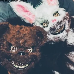 Fashion Hitch Kanin Cosplay Mask Halloween Fest Skrämmande Huvud Omslag Halloween Karneval Dräkt><noscript><img width=