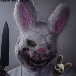 Fashion Hitch Kanin Cosplay Mask Halloween Fest Skrämmande Huvud Omslag Halloween Karneval Dräkt><noscript><img width=