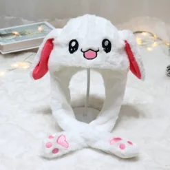 Kaninhatt hoppande kaninhatt med rörliga öron rolig plyschhatt Barnens dag present> Huvudbonader