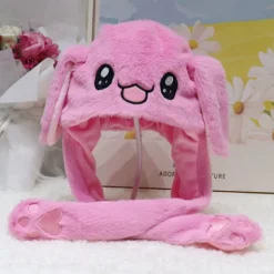 Kaninhatt hoppande kaninhatt med rörliga öron rolig plyschhatt Barnens dag present><noscript><img width=