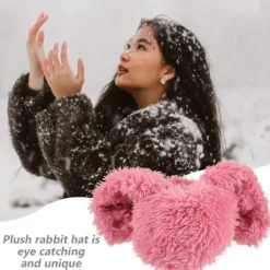 Kaninhatt, Kaninöron, Rolig Plyschhatt, Päls-kaninhatt, Djurhatt, Festfotorekvisita Rosy><noscript><img width=