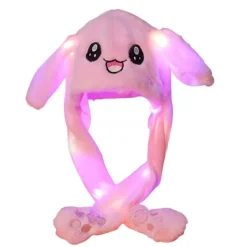 Kaninhatt Öron Rörelse Hoppande Hatt Led Lysande Rolig Kanin Plysch Hatt Mössa Mössa För Kvinnor Flickor> Huvudbonader