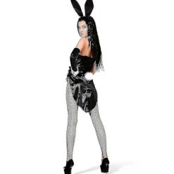 Kaninkostymset för jul- och påskcosplay - Inkluderar kaninöronpannband, krage med fluga, manschetter, långa svarta handskar och kaninsvans[D]><noscript><img width=