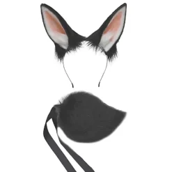 Kaninöronhuvud, svansuppsättning plysch Halloween jul rollspel tillbehör vit> Huvudbonader