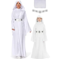 Karneval 2024 Barn & Vuxen Rymdslag Prinsessa Kostym Maskeradfest Kläder Vit Robe Rollspel Leia Cosplay Kostym Barn><noscript><img width=