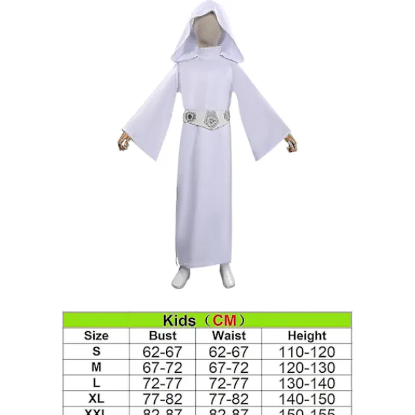 Karneval 2024 Barn Vuxen Rymdkrigare Prinsessdräkt Maskerad Kläder Vit Robe Rollspel Leia Cosplay Kostym Barn -XF32- L> Dräkter