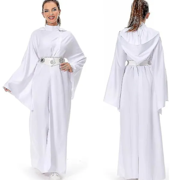 Karneval 2024 Barn Vuxen Rymdkrigare Prinsessdräkt Maskerad Kläder Vit Robe Rollspel Leia Cosplay Kostym Barn -XF32- L> Dräkter