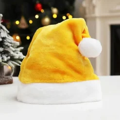 Karneval Jultomte Tjock Mössa med Pompom Flerfärgad Vuxen Varm Sammet Julhattar för Kvinnor Män Barn Present Svart><noscript><img width=