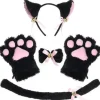 Katt Cosplay Kläder - Kattsvans, Öron, Halsband, Väskor, Handskar - Halloween-tillbehör (5 delar)> Tillbehör