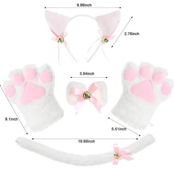 Galaxy Katt Cosplay Kostym Set - Kattunge Svans, Öron, Krage, Tassar, Handskar - Halloween Tillbehör (5 st)> Tillbehör