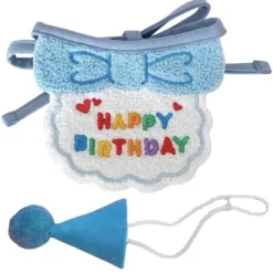 Katt Hund Haklappar och hattar Söt klä upp hattar Haklapp Rolig fotografi rekvisita Present till födelsedagsfest Blå haklapp och hatt> Huvudbonader