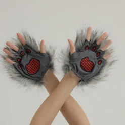 unbranded Katt Tassar Handskar Cosplay Djur Tassar Fingerlösa Vantar Therians Tassar Fursuit><noscript><img width=