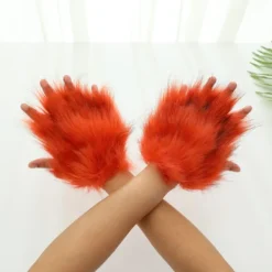 unbranded Katt Tassar Handskar Cosplay Djur Tassar Fingerlösa Vantar Therians Tassar Fursuit><noscript><img width=