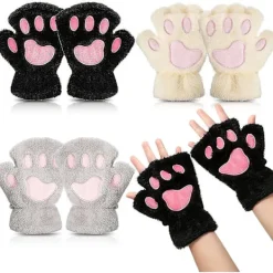 Kattfotshandskar 3 Par Kawaii Handskar Katt Tassar Cosplay Fuskpäls Plysch Katthandskar Lejon Tassar Fingerlösa Handskar För Flickor Kvinnor Svart, Vit, Grå - | Fyndiq> Tillbehör