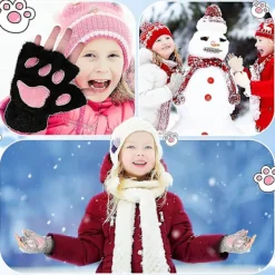 Kattfotshandskar 3 Par Kawaii Handskar Katt Tassar Cosplay Fuskpäls Plysch Katthandskar Lejon Tassar Fingerlösa Handskar För Flickor Kvinnor Svart, Vit, Grå - | Fyndiq> Tillbehör