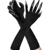 Kattklohandskar Svarta Kostymtillbehör för Kvinnor - Långa Nagel/Klo Stygga Djurhandskar för Halloween Tillbehör Karneval Mardi Gras Kit> Tillbehör