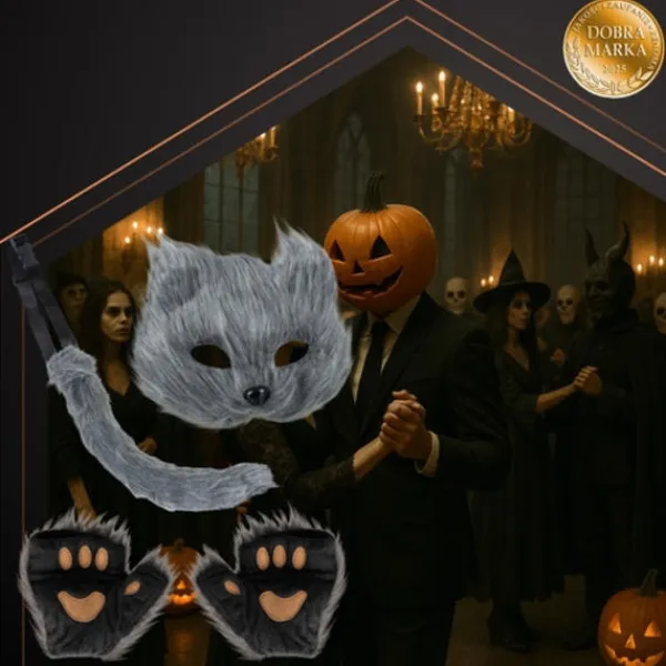 Kattmask med Tassar & Svans - Therian Cosplay - 4-delar> Tillbehör