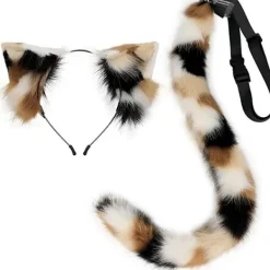 Kattöron och svans set realistisk päls kattöron smidig böjbar kattsvans med inbyggd ram för cosplay Hallowen festdekor> Tillbehör