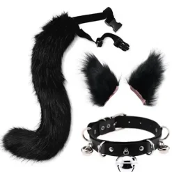 Kattöron och Varulv Djursvans Cosplay Kostym - Perfekt svart—max _sai 65cm> Tillbehör
