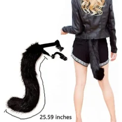 Kattöron och Varulv Djursvans Cosplay Kostym blå svart—max blå svart-FA- 50cm><noscript><img width=