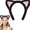 Kattöron Pannband Söta Kattöron Pannband för Vuxna Fluffiga Kattöron Kat Pannband Svarta Kattöron för Smink Dusch Fest> Huvudbonader