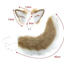 Kattöron Varghund Öron Djur Sött pannband Tillbehör för Halloween Jul (Öron + Svans Set)[pl]> Huvudbonader