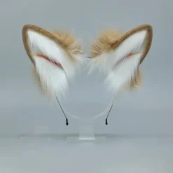 Kattöron Varghund Öron Djur Sött pannband Tillbehör för Halloween Jul (Öron + Svans Set)[pl]><noscript><img width=