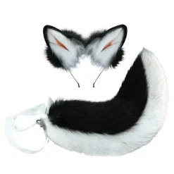 Kattöron Varghund Öron Djur Sött pannband Tillbehör för Halloween Jul (Öron + Svans Set)_max> Huvudbonader