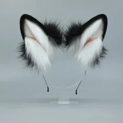 Kattöron Varghund Öron Djur Sött pannband Tillbehör för Halloween Jul (Öron + Svans Set)_max><noscript><img width=