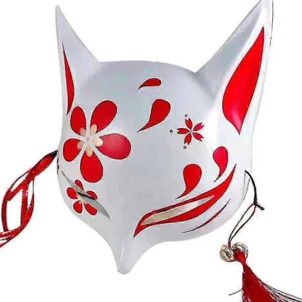 Kitsune Rävmasker För Cosplay Japansk Kabuki Traditionell Halloweenfest Kostymtillbehör Med Justerbart Bandage> Masker