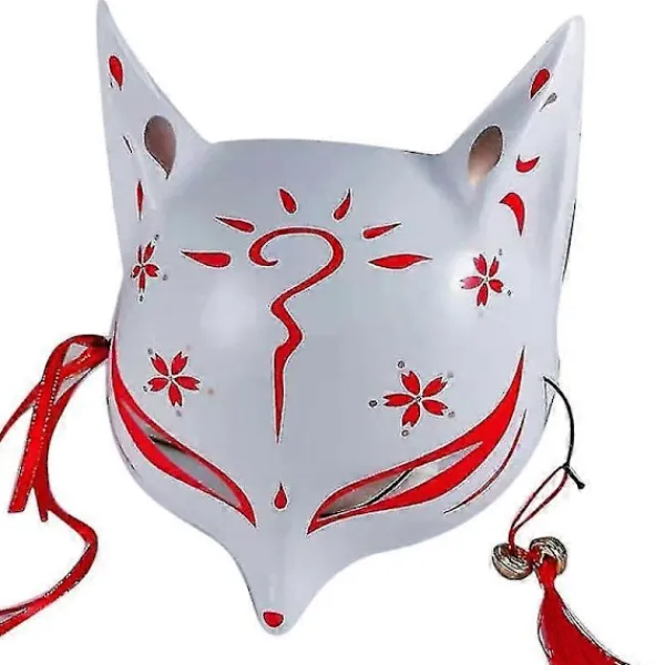 Kitsune Rävmasker För Cosplay Japansk Kabuki Traditionell Halloweenfest Kostymtillbehör Med Justerbart Bandage> Masker