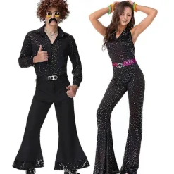 LAIQIANKUA Kläder vuxen retro Europeiska och amerikanska 70-talet disco kostym par kostym bar nattklubb kostym M> Dräkter