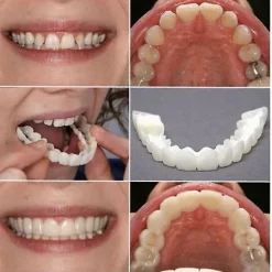 Klick-in falska tänder övre + nedre tandfanér proteser tandskydd set A（övre nedre tänder）><noscript><img width=