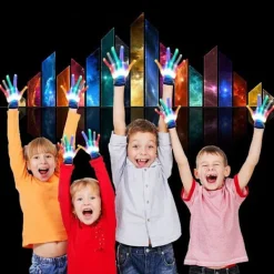 Kännande LED-handskar, 1 par LED-flerfärgade blinkande handskar, blinkande skelett><noscript><img width=