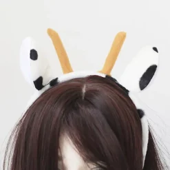 Ko Oxe Djävul Horn Plysch Hårband Tecknad Djur Cosplay Party Ha><noscript><img width=