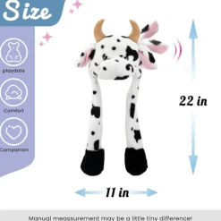 LBJ Ko-hatt med rörliga öron, hoppande, uppdykande, fladdrande hatt, plysch, bondgårdsdjur> Huvudbonader