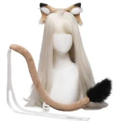 Konstgjord päls lejon katt räv varg lurvig svans och klämma öron för Halloween KLB> Tillbehör