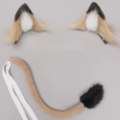 Konstgjord päls lejon katt räv varg lurvig svans och klämma öron för Halloween KLB><noscript><img width=
