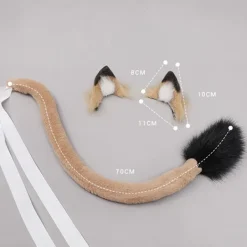 Konstgjord päls lejon katt räv varg lurvig svans och klämma öron för Halloween KLB><noscript><img width=