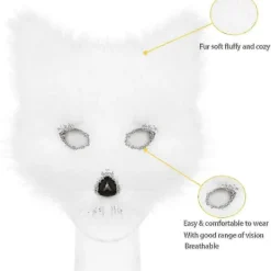 FMYSJ Konstgjord Pälsräv Svans Katt Varulv Cosplay Kostym Set Plysch Mask Fluffiga Tassar Handskar Halloween Jul (FMY)><noscript><img width=