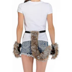 Konstgjord Pälsväv Svans Katt Varulv Cosplay Kostym Set Plysch Mask Fluffiga Tassar Handskar Halloween Jul Svart Svart One Size><noscript><img width=
