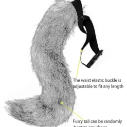 Konstgjord Pälsväv Svans Katt Varulv Cosplay Kostym Set Plysch Mask Fluffiga Tassar Handskar Halloween Jul Svart Svart One Size><noscript><img width=
