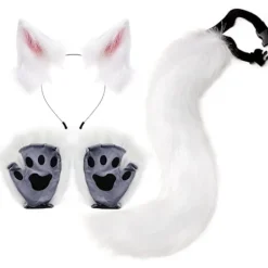 Konstgjorda Pälskattungar och Varghuvudsvansset för Vuxna och Barn Klorhandske Kit för Halloween Anime Cosplay Fest> Tillbehör