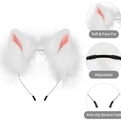 Konstgjorda Pälskattungar och Varghuvudsvansset för Vuxna och Barn Klorhandske Kit för Halloween Anime Cosplay Fest><noscript><img width=