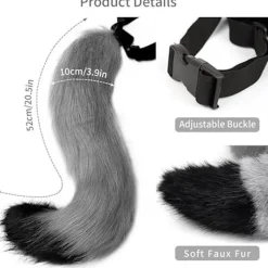 Konstgjorda Pälskattungar och Varghuvudsvansset för Vuxna och Barn Klorhandske Kit för Halloween Anime Cosplay Fest><noscript><img width=