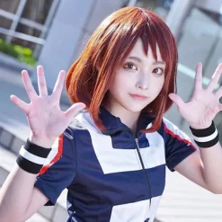 Kort brun bob peruk med lugg Cosplay Anime Makeup för min han> Peruker