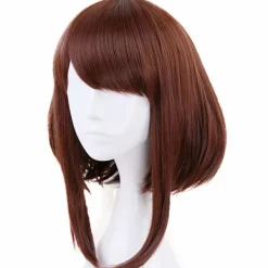 Kort brun bob peruk med lugg Cosplay Anime Makeup för min han><noscript><img width=